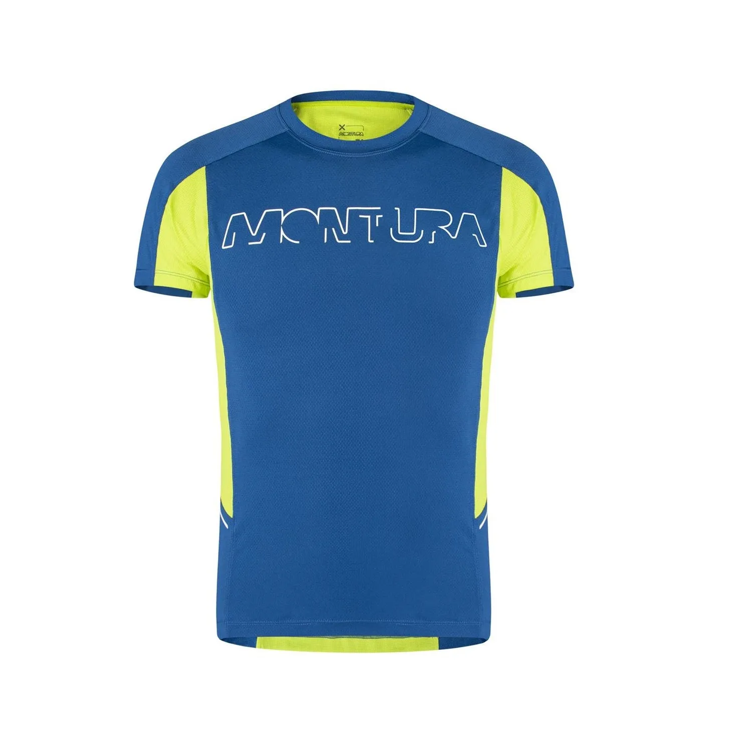 MONTURA RUN LOGO T-SHIRT Uomo leggera e traspirante Colore Deep Blue/Verde Lime