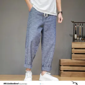 MrGoldenBowl Men's Solid Color Harem Pants Harajuku Man Cotton Linen Casual Trousers Plus Size Men Loose Pants 5XL