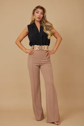 New Mocha High Waist Fashion Pants