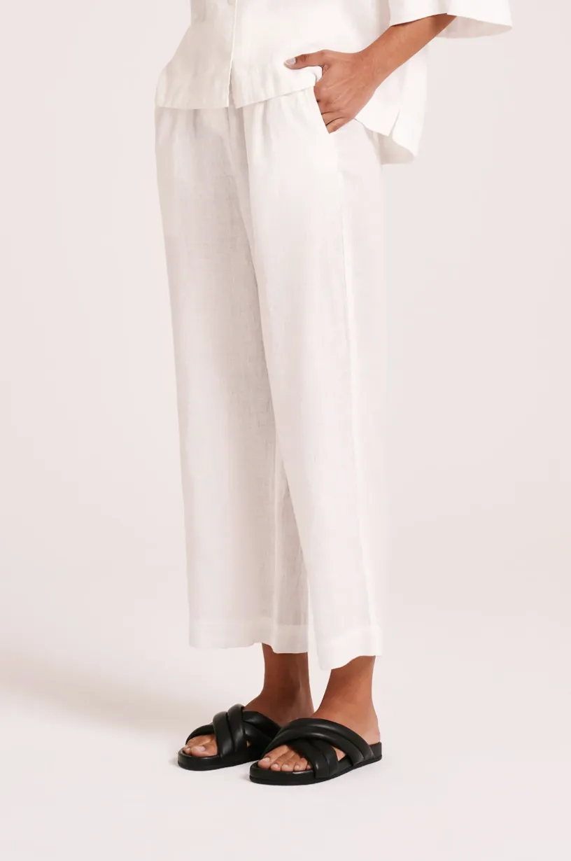 Nude Lucy - Lounge Linen Crop Pant (White)
