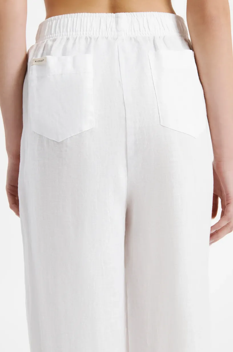 Nude Lucy - Lounge Linen Crop Pant (White)