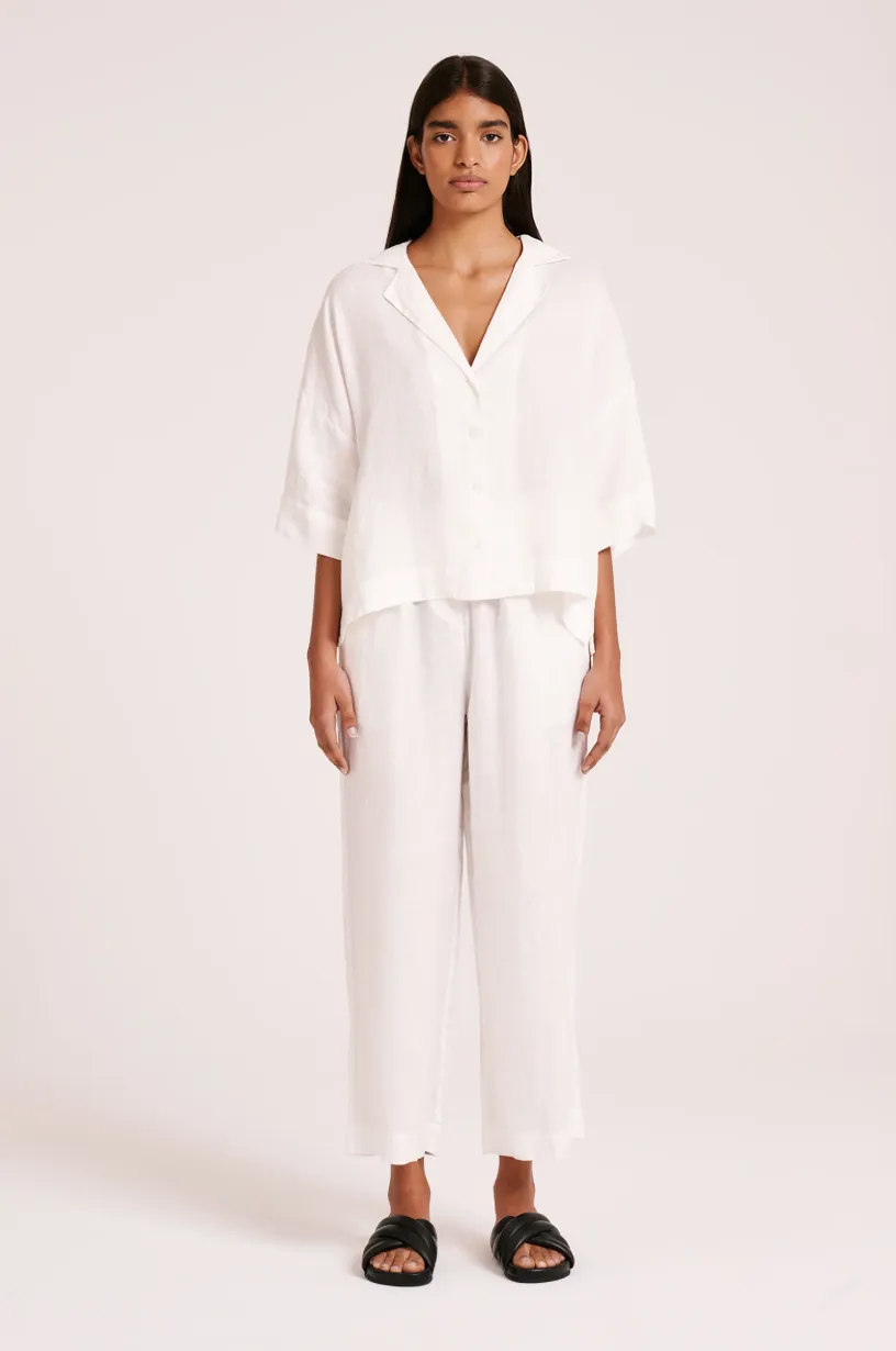 Nude Lucy - Lounge Linen Crop Pant (White)