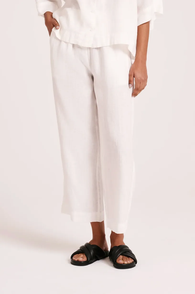 Nude Lucy - Lounge Linen Crop Pant (White)