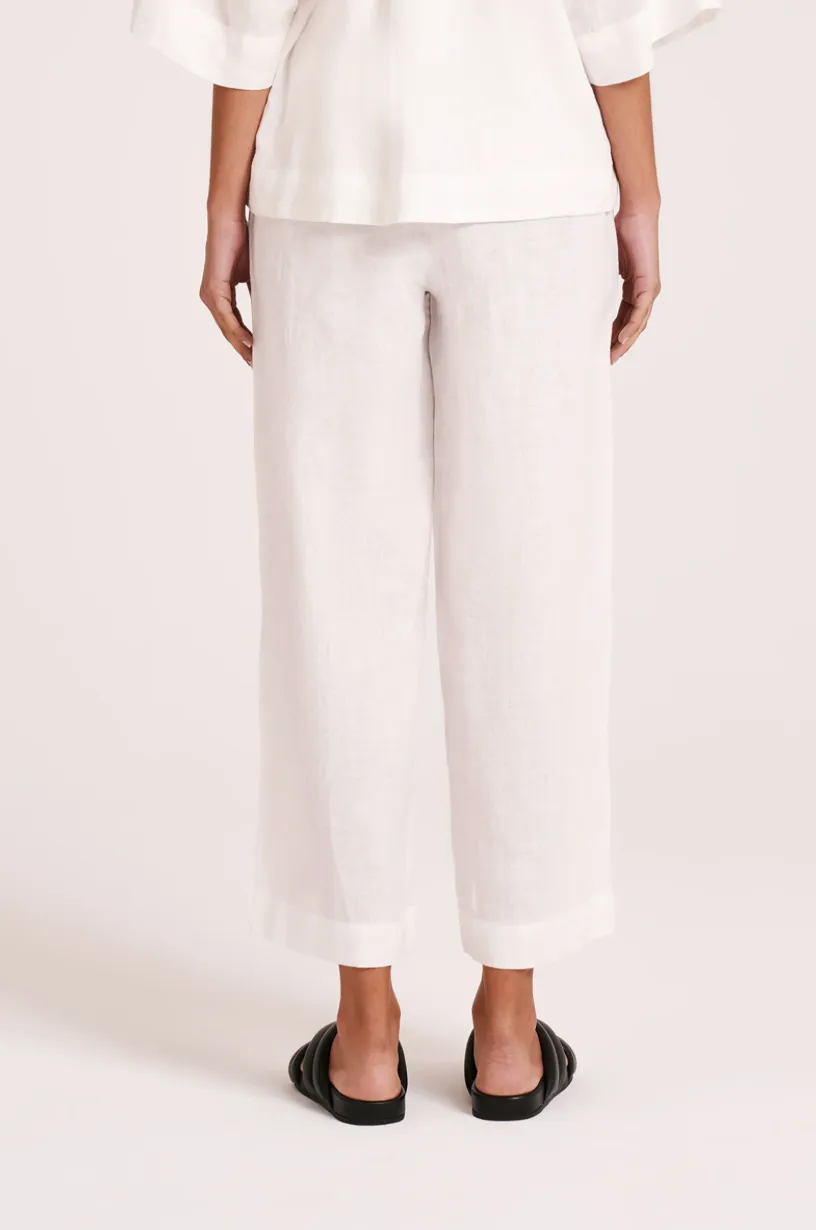 Nude Lucy - Lounge Linen Crop Pant (White)