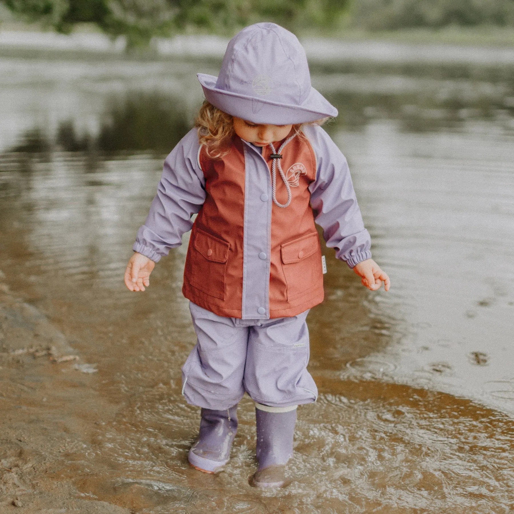 PURPLE AND RUST WATERPROOF COAT IN POLYURETHANE, BABY