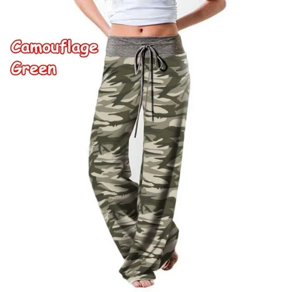 S-8XL Fashion Women Casual Loose Yoga Pants with Floral Print