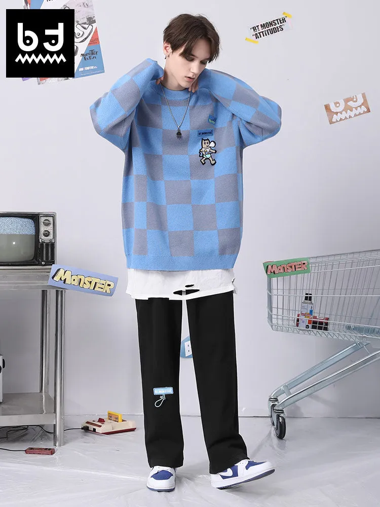 Simple style graffiti printed stretch rope label cotton sports casual pants