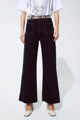 Straight Jeans With Pocket Detail In Dark Wash