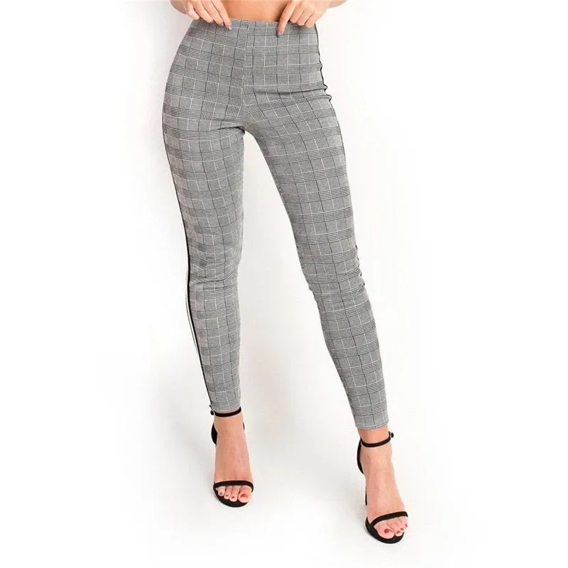 Striped Plaid Casual Trouser