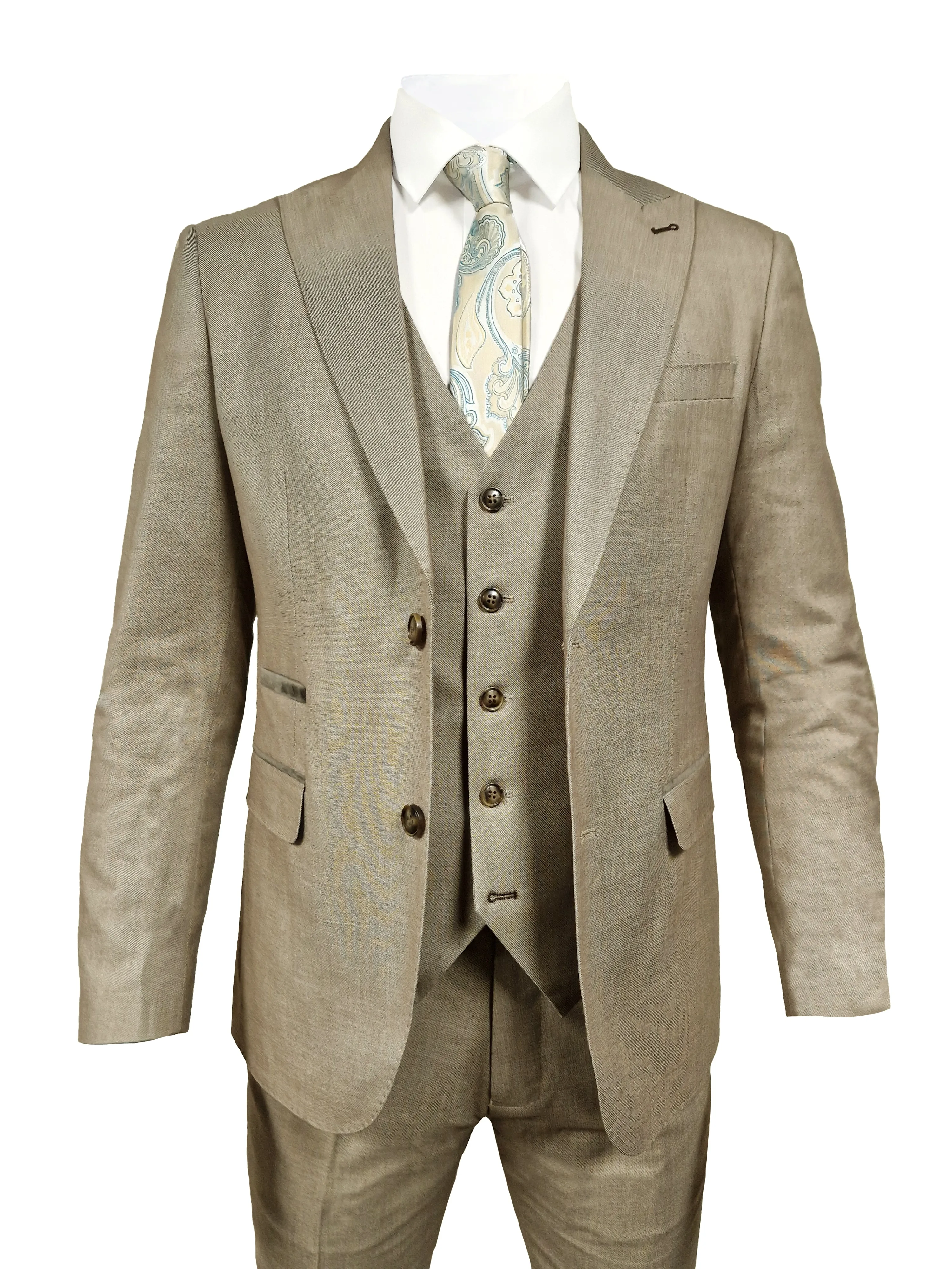 TAVERNY Major - Three-piece Men's Suit Beige
