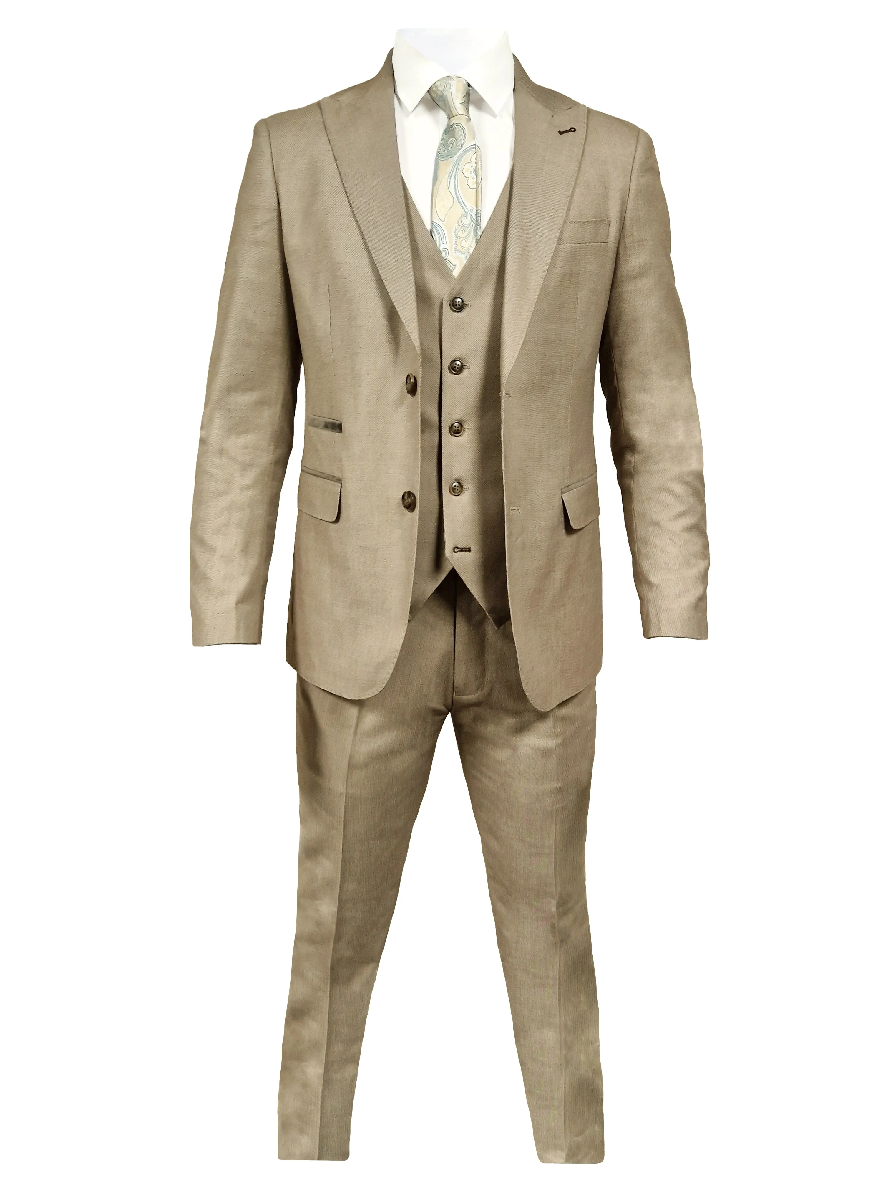 TAVERNY Major - Three-piece Men's Suit Beige
