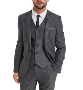 Vintage Classical 3 Pieces Mens Suit Herringbone Tweed Notch Lapel Tuxedos (Blazer vest Pants)
