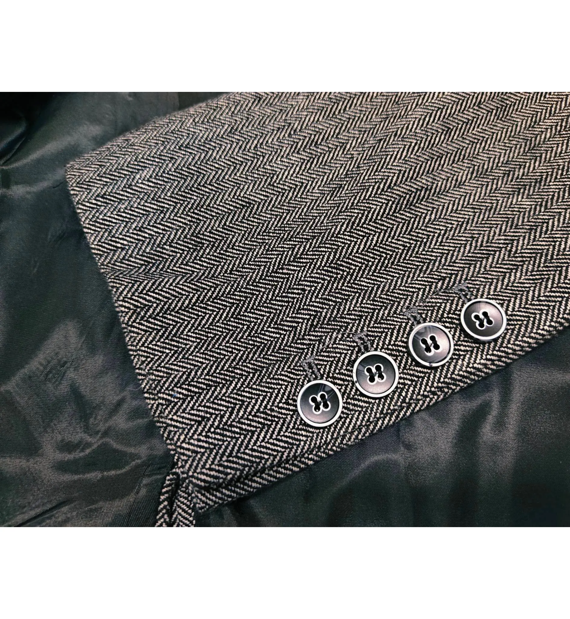 Vintage Classical 3 Pieces Mens Suit Herringbone Tweed Peak Lapel Tuxedos (Blazer vest Pants)
