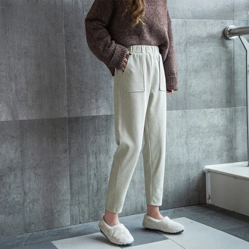 Vintage Winter Woolen Pants For Women