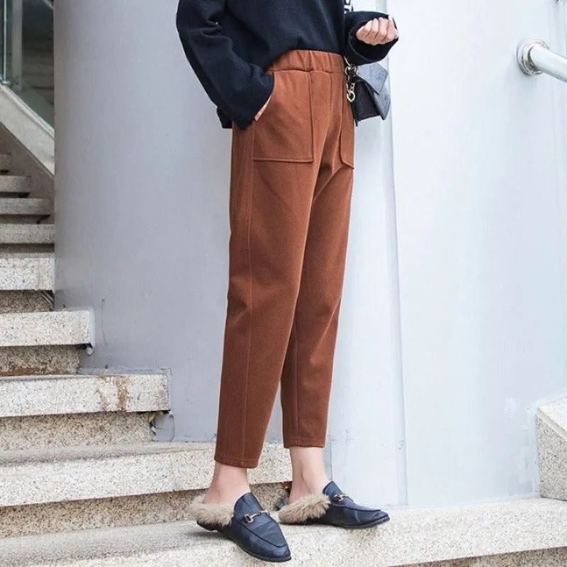 Vintage Winter Woolen Pants For Women