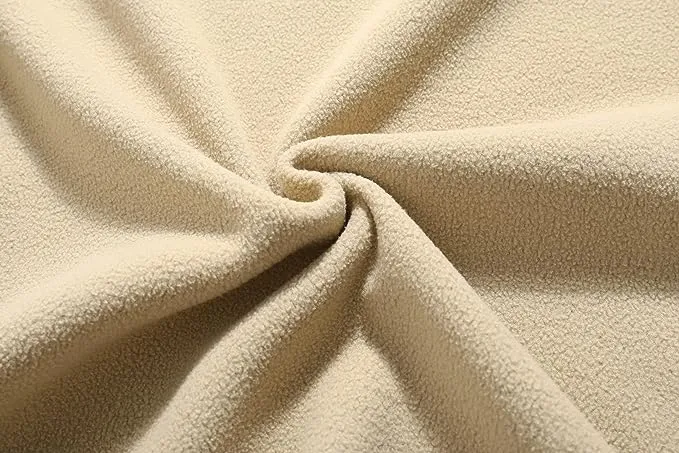 Wholesale Men's Full Zip Thermal Jackets With Pockets Soft Polar Fleece Coat - Beige