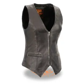 Women’s Black Lightweight Zipper Front Side Stretch Vest