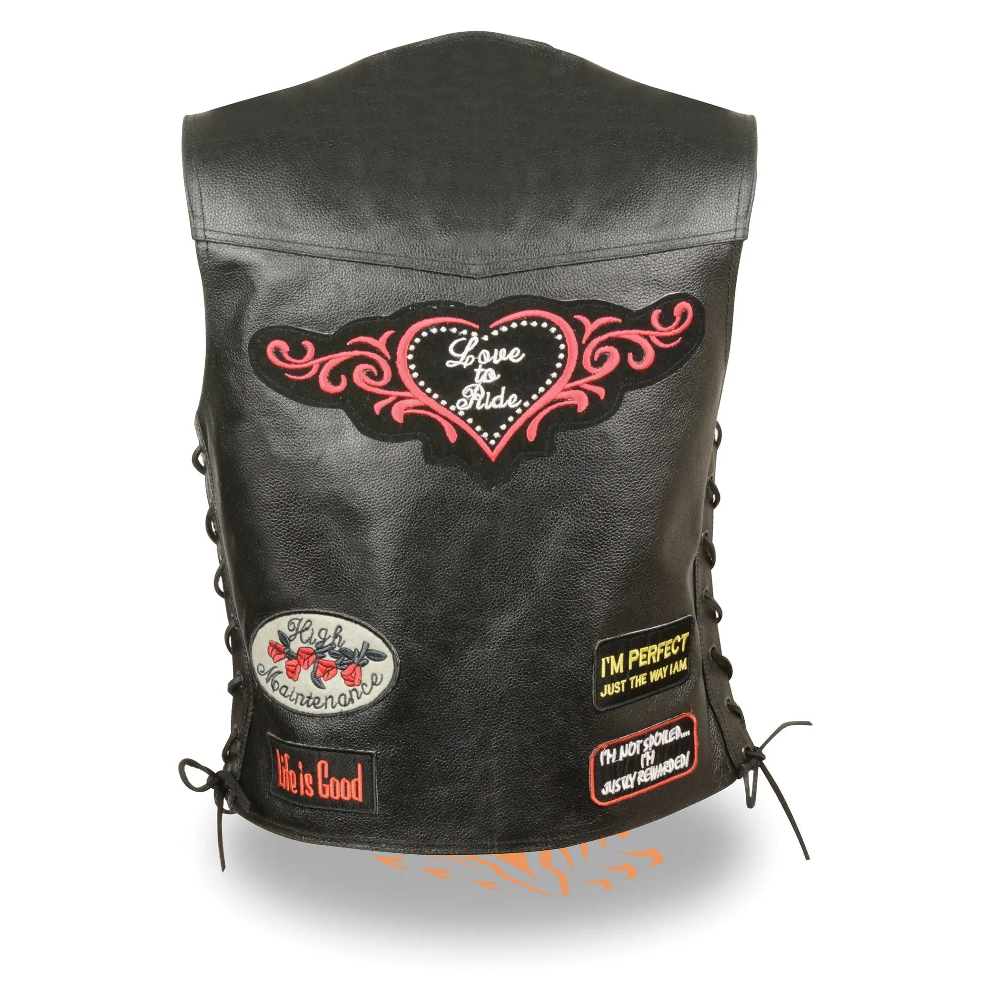 Women’s Side Lace “Love to Ride”Vest Pre-Patched