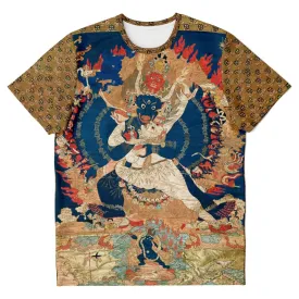 Yama and Consort, Tibetan Thangka Buddhist Protector Deity | Tantra Bon Nepal Buddha Gift | Antique Vintage Graphic Art T-Shirt Tee
